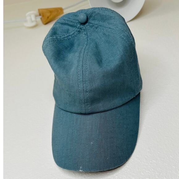 Wyeth Spencer in Muted Blue Green Linen Adjustable Baseball Dad Hat Cap - Picture 3 of 9